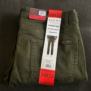 NWT Jach’s NY 5-Pocket Pant Jeans-Green-Straight Fit-Comfort Stretch.